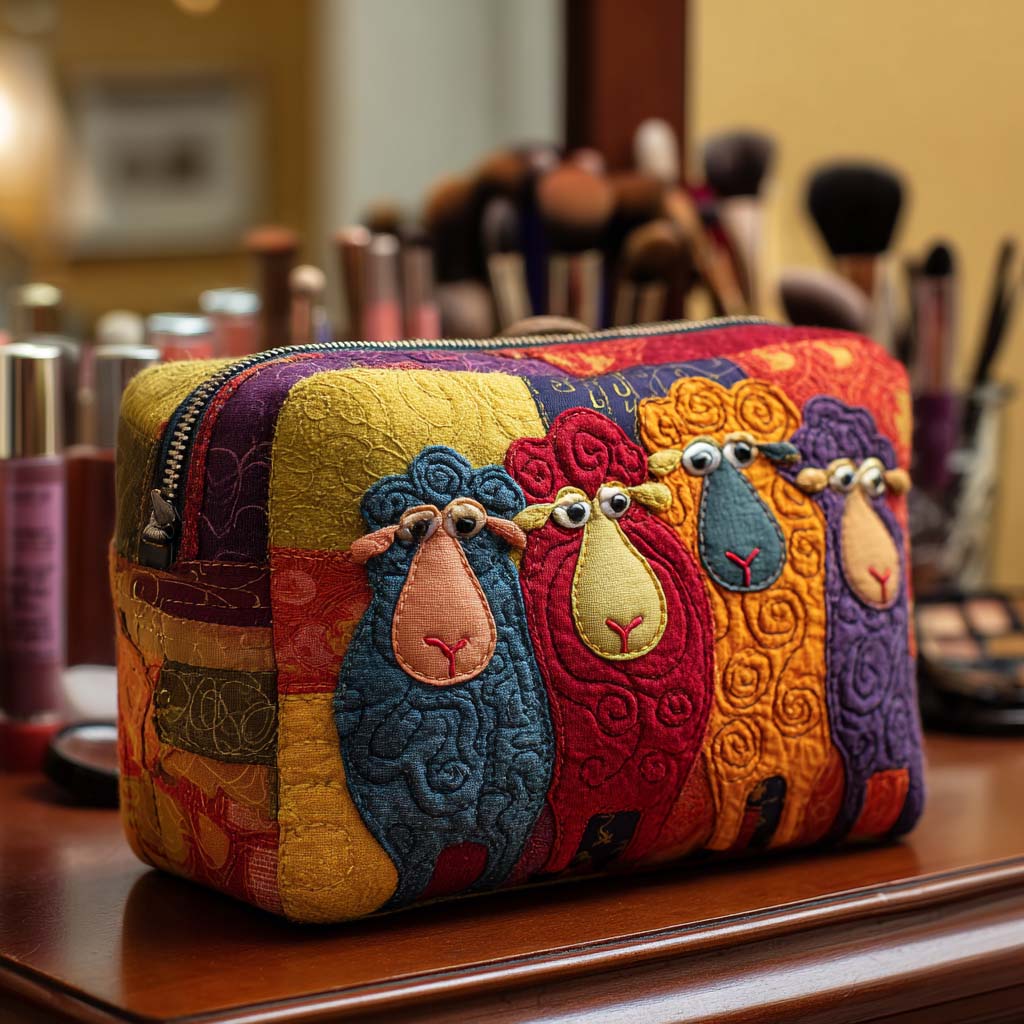 Quilted cosmetic bag with lambs — view 8