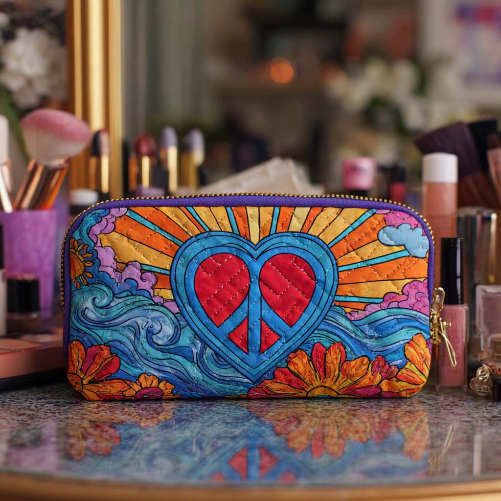 Quilted cosmetic bag - Peace sign — view 1