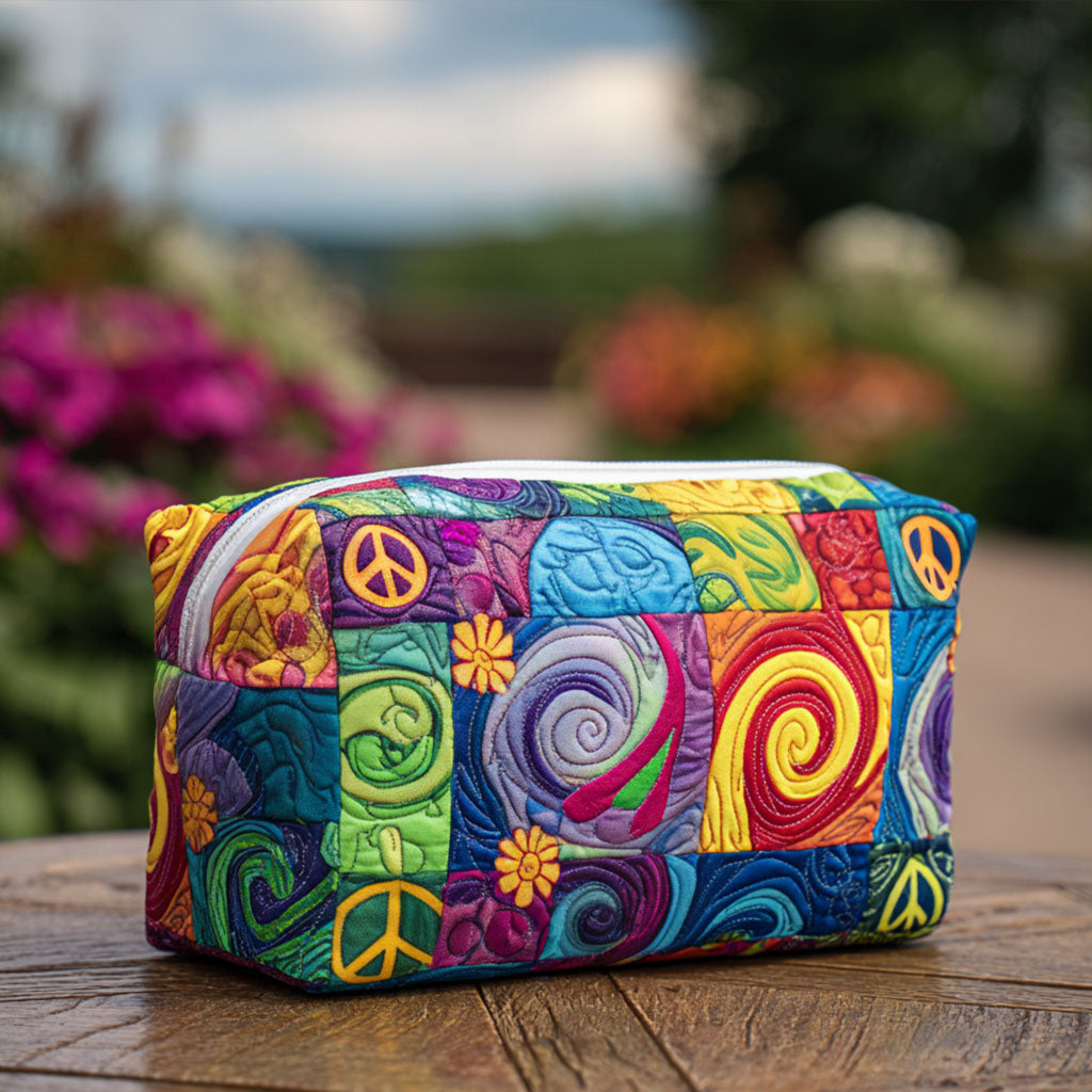 Quilted cosmetic bag - Peace sign — view 1