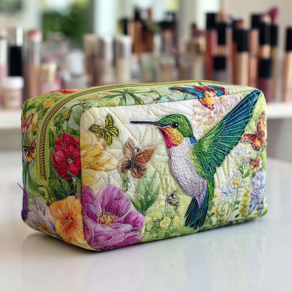 Quilted cosmetic bag - Beweglichen flowers — view 1