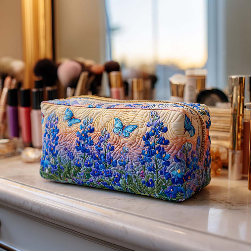 Quilted cosmetic bag - Blue pattern — view 1