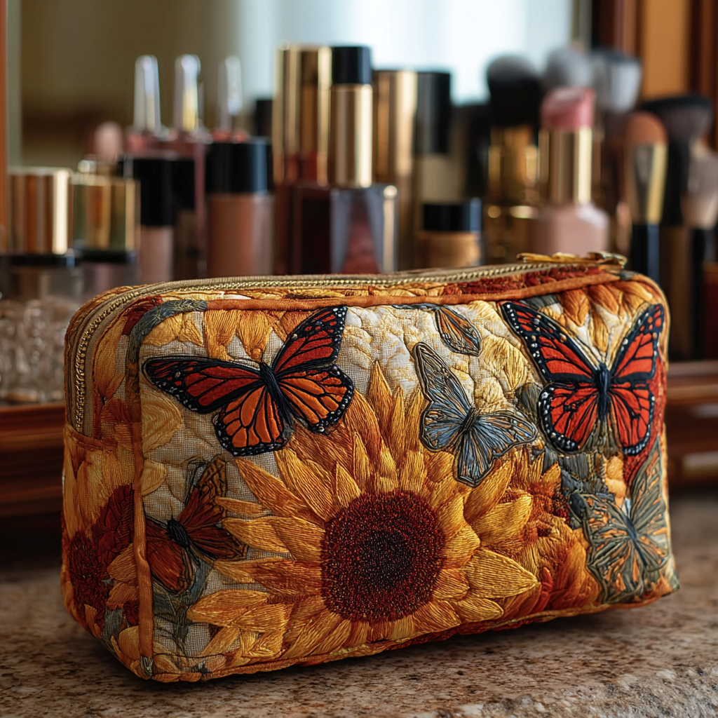 Quilted cosmetic bag - Blue pattern — view 1