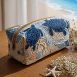 Quilted cosmetic bag - Blue shells — view 1