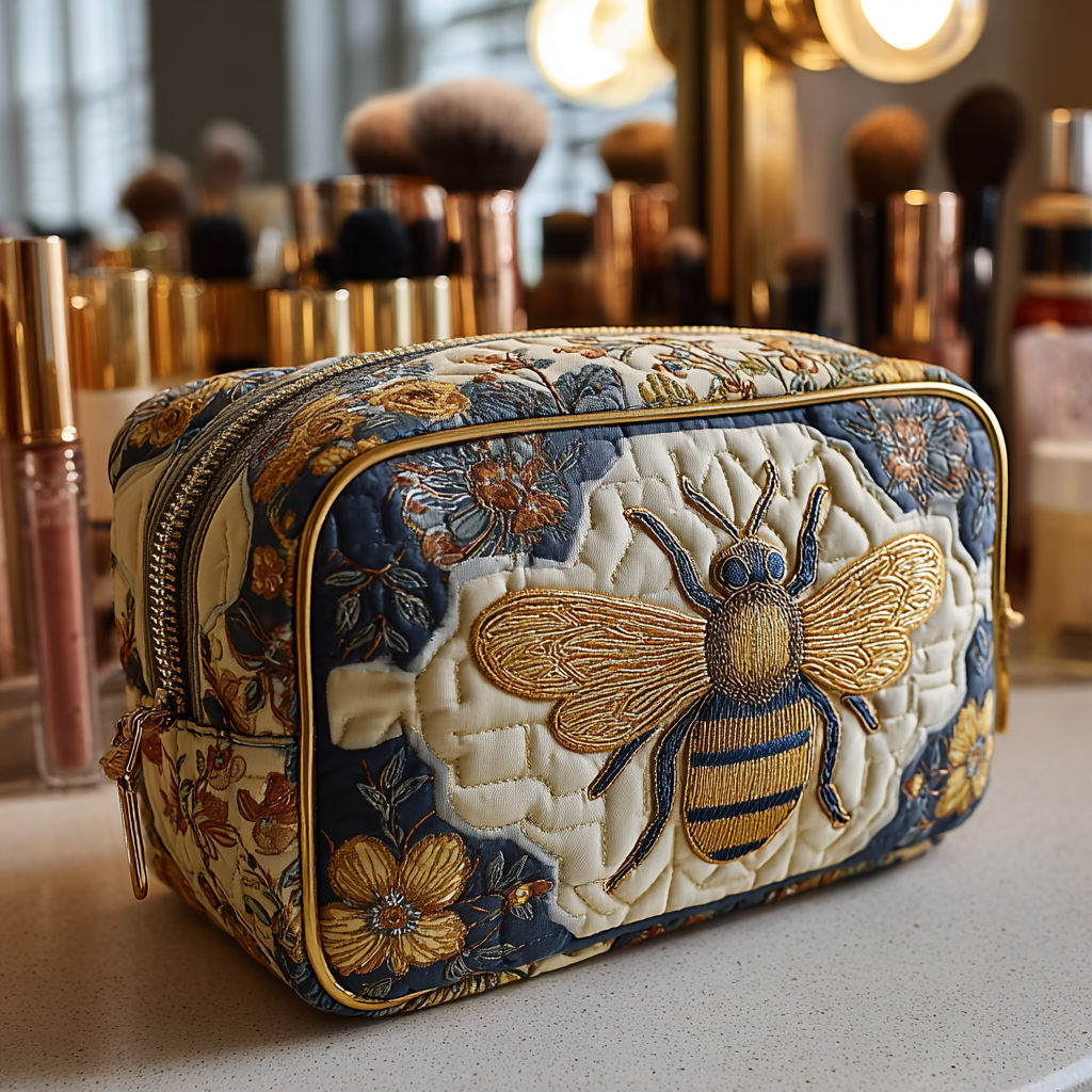 Quilted cosmetic bag - Decorative bee — view 1