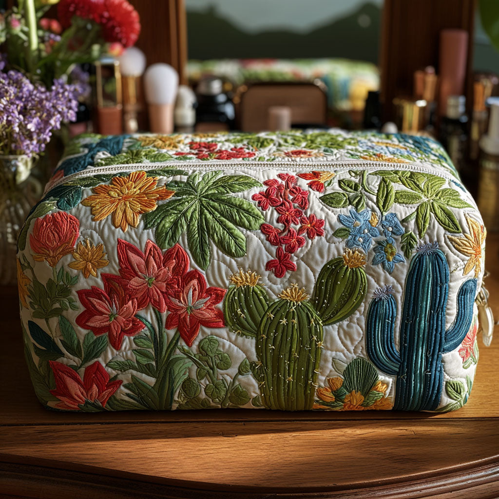 Quilted Cosmetic Bag - Sweet Cactus — view 1