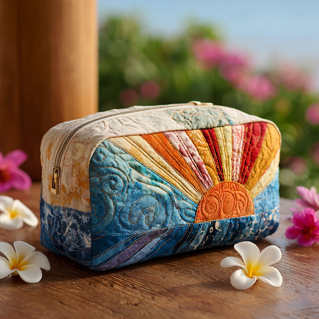 Quilted cosmetic bag - Entspannter wave — view 1