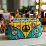 Quilted cosmetic bag - Peace Bus — view 1