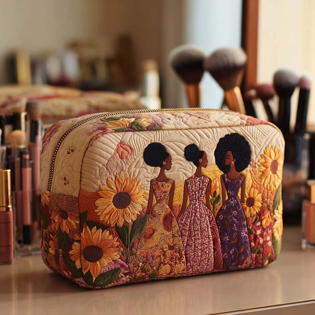 Quilted cosmetic bag - Shining sunflowers — view 1