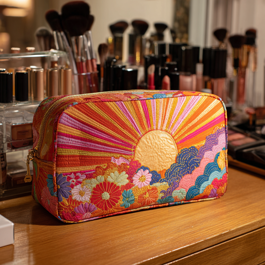 Quilted cosmetic bag - Shining flower — view 1