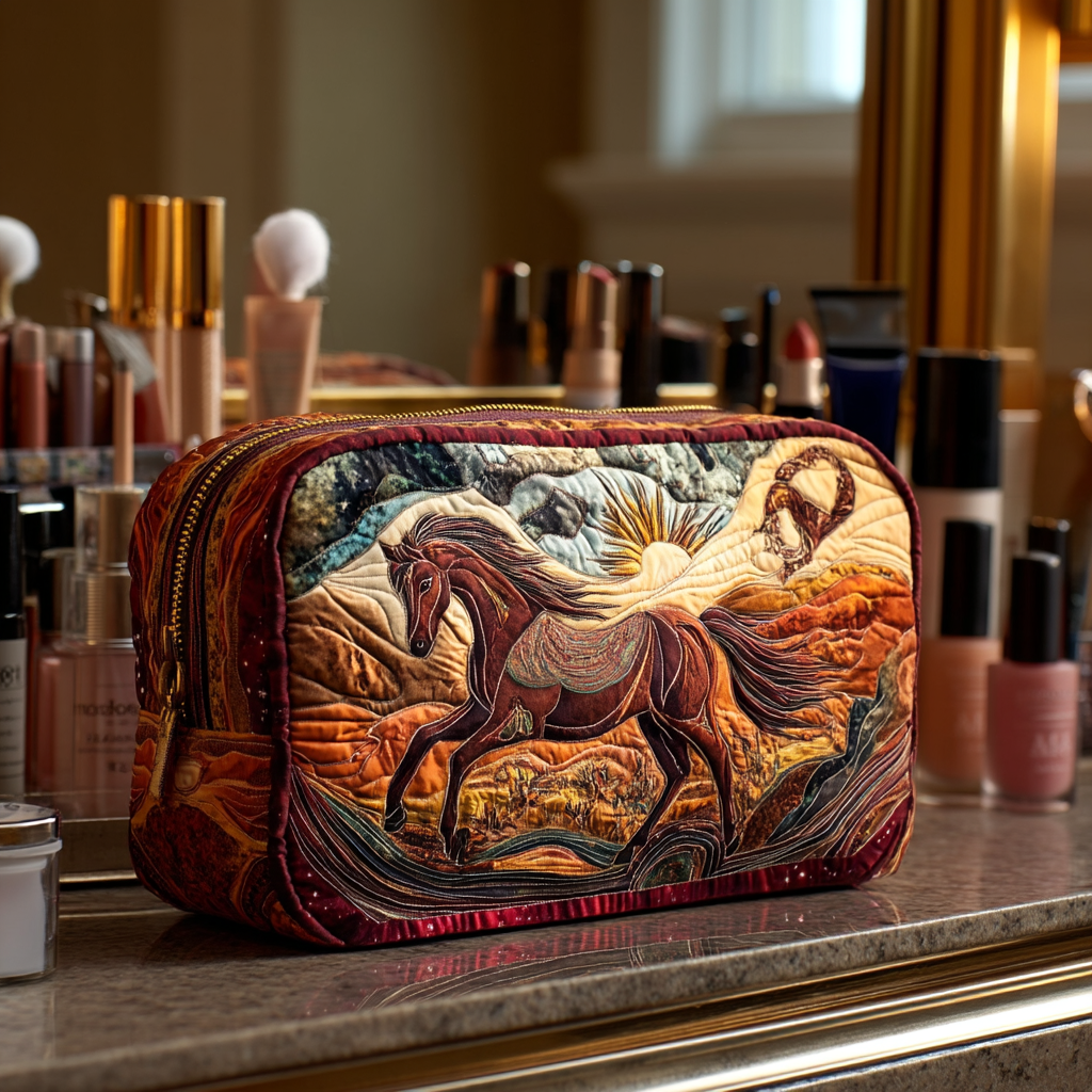 Quilted cosmetic bag - Feurigem horse — view 1