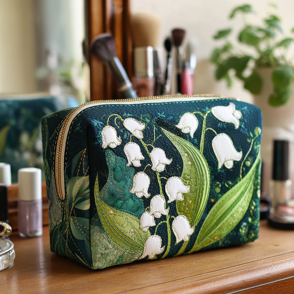 Quilted cosmetic bag - Delicate lilies — view 1