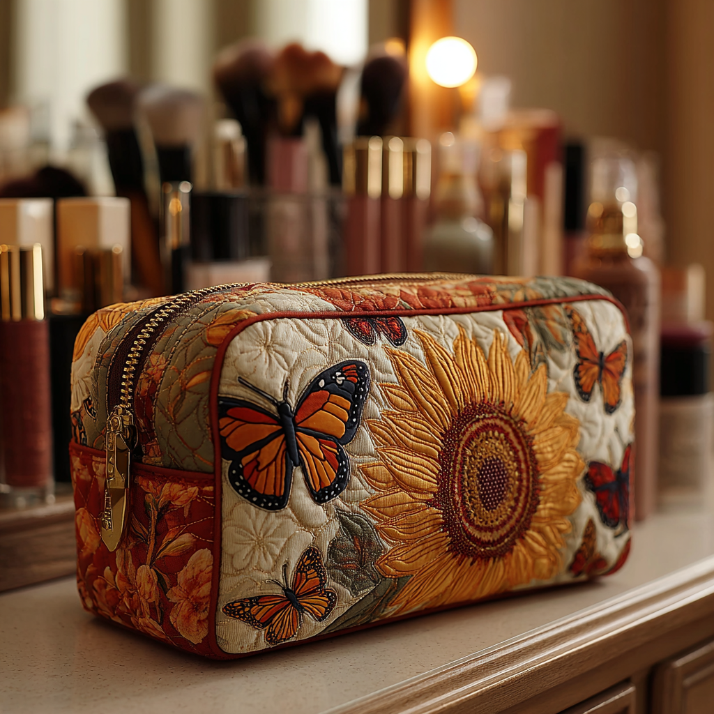 Quilted cosmetic bag - Delicate butterfly — view 1