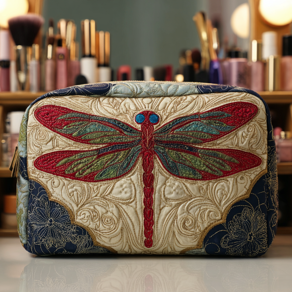 Quilted cosmetic bag - Delicate dragonfly — view 1