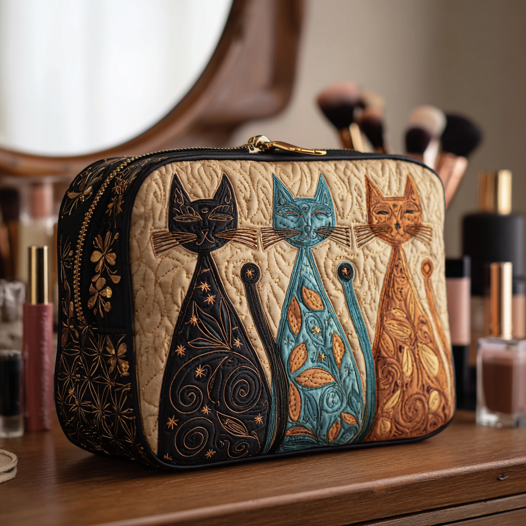 Quilted cosmetic bag - Harmonischer cat — view 1