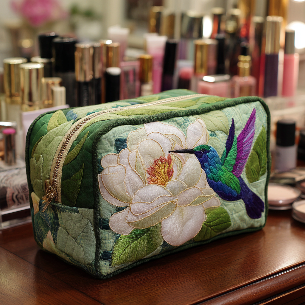 Quilted cosmetic bag - Hummingbird — view 1