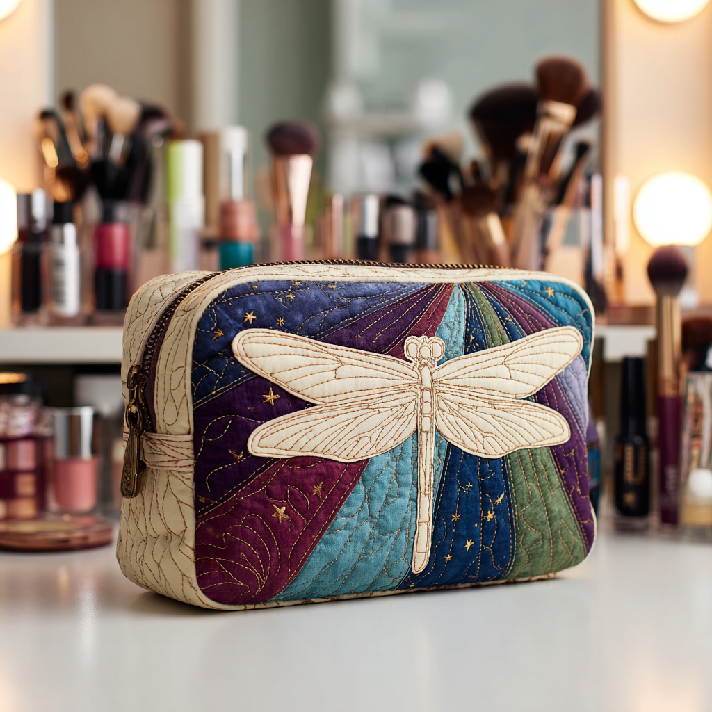 Quilted cosmetic bag - Dragonfly Garden — view 1