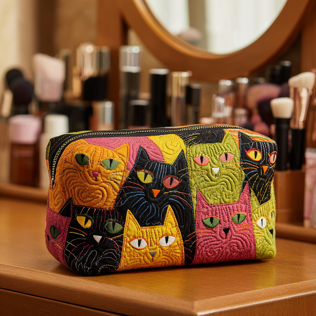 Quilted cosmetic bag - Cat garden — view 1