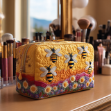 Quilted cosmetic bag - Bees and flowers — view 1