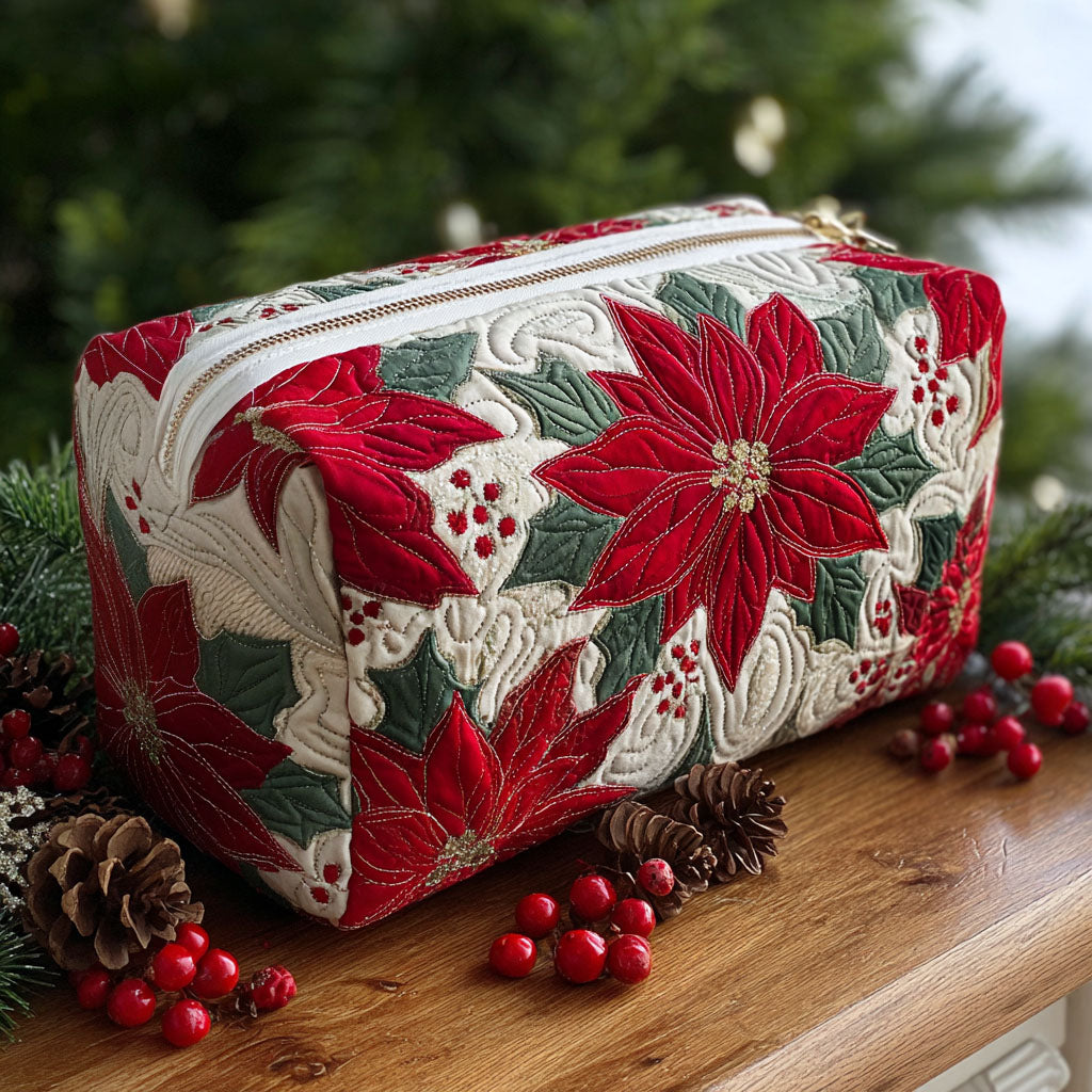 Quilted cosmetic bag - Poinsettia — view 1