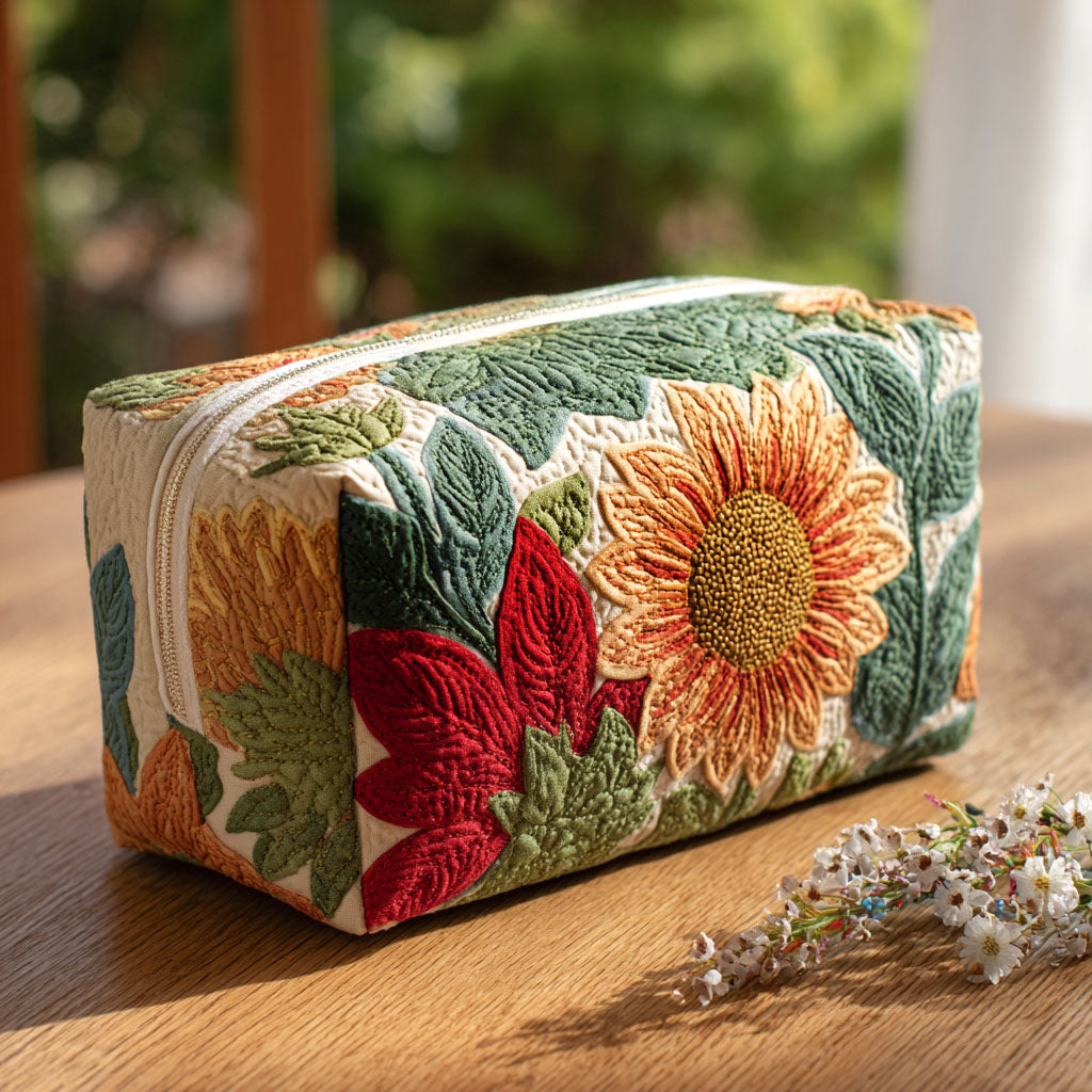Quilted cosmetic bag - Morning flower — view 1