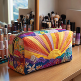Quilted cosmetic bag - Morning flowers — view 1