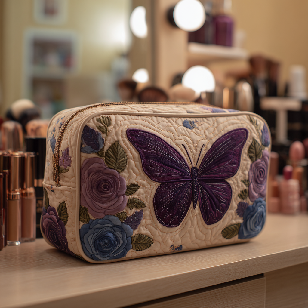 Quilted cosmetic bag - Butterfly — view 1