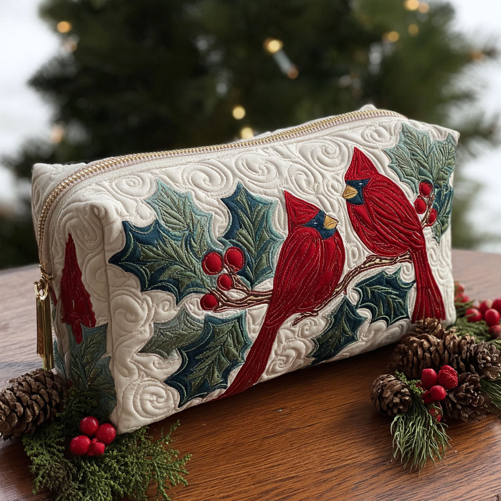 Quilted cosmetic bag - Red pattern — view 1