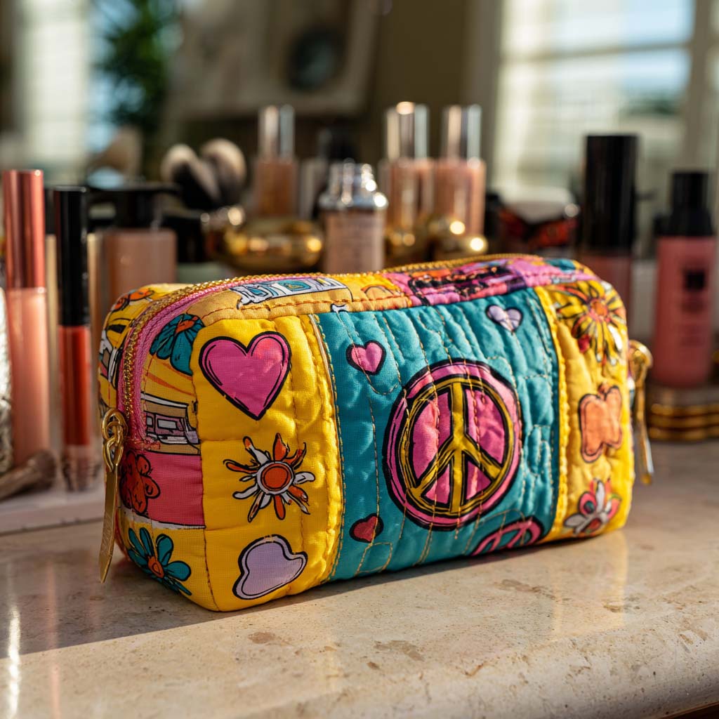 Quilted cosmetic bag - Retro patchwork — view 1