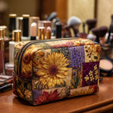 Quilted Cosmetic Bag - Rustic Sunflower — view 1