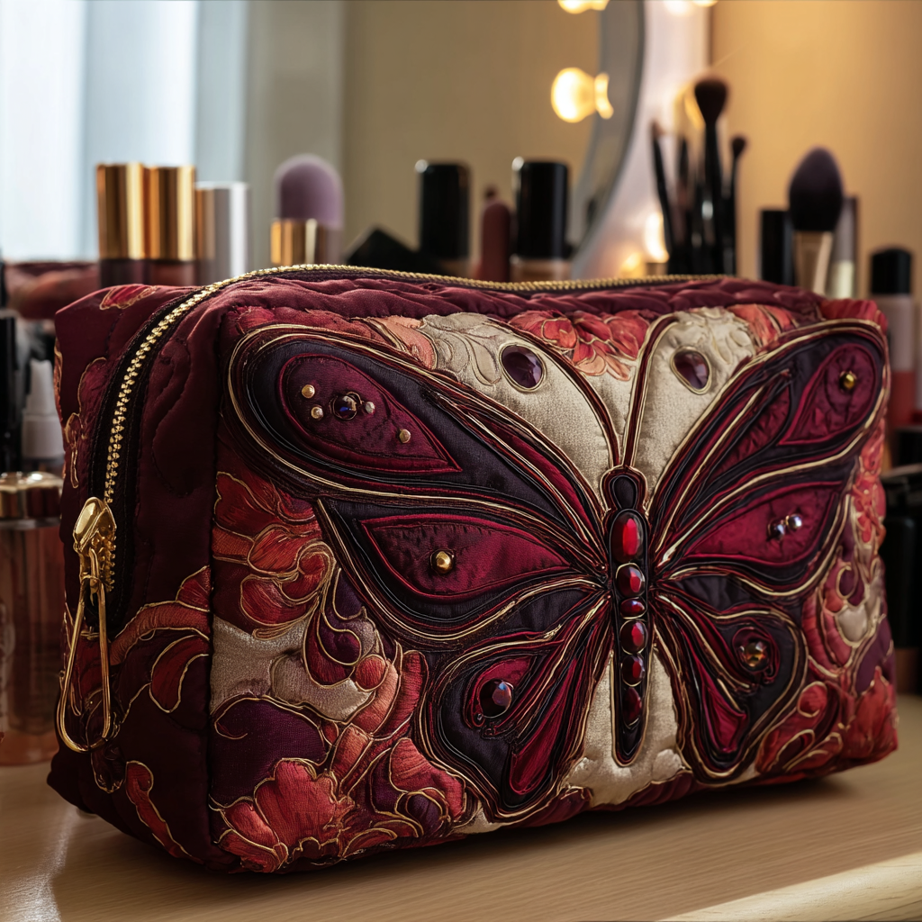 Quilted cosmetic bag - Butterfly garden — view 1