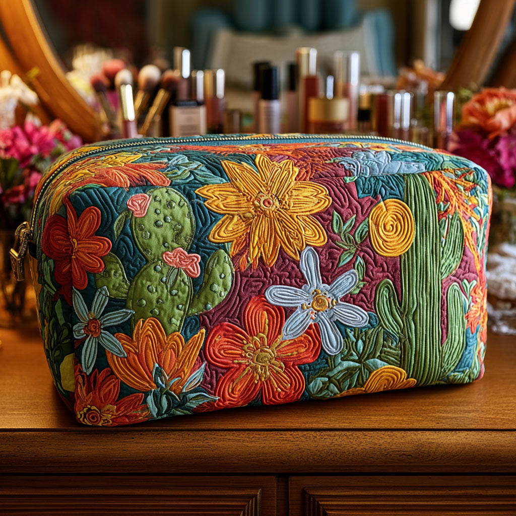 Quilted cosmetic bag - colourful cacti — view 1