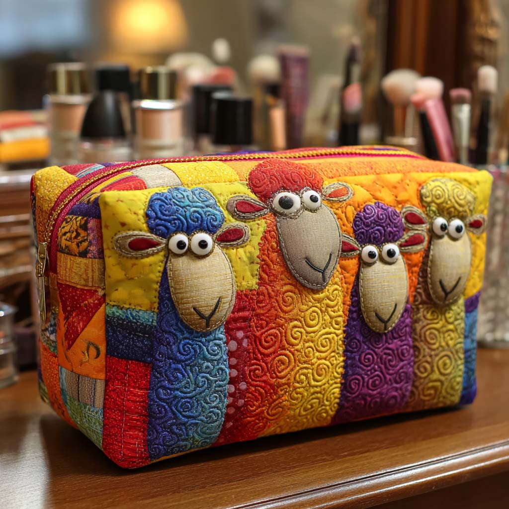 Quilted cosmetic bag - colourful pattern — view 1