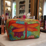 Quilted cosmetic bag - Dragonflies and flowers — view 1