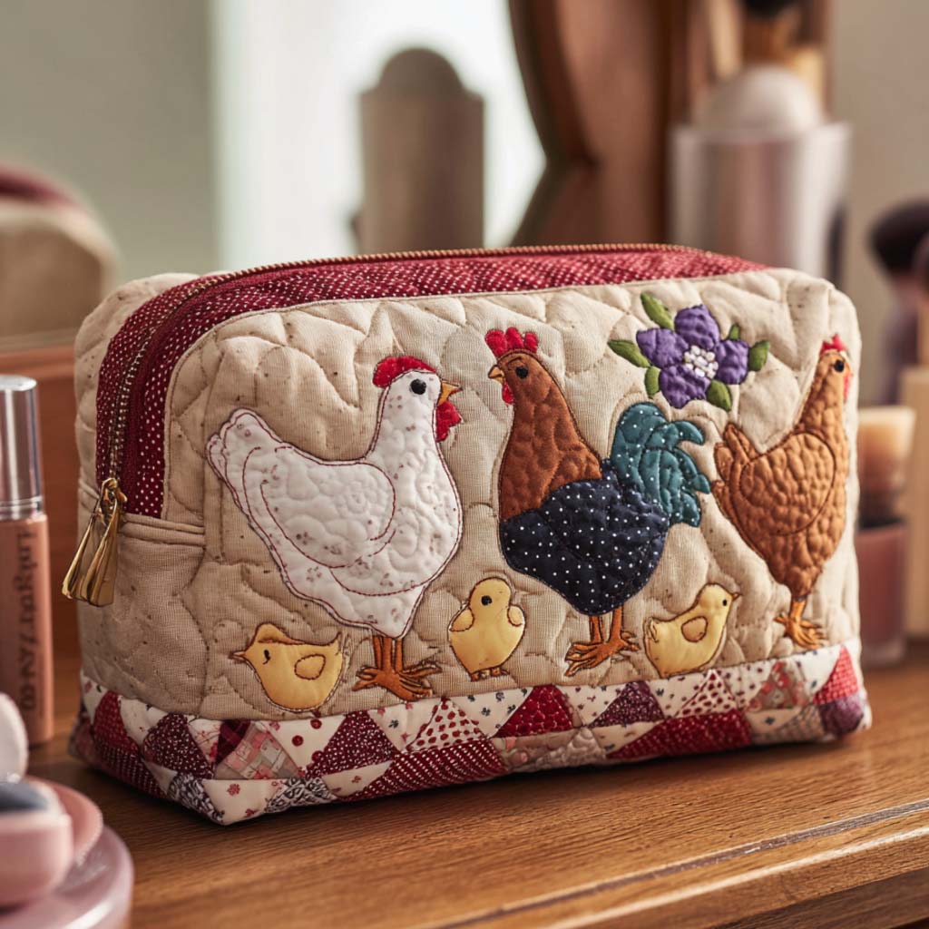 Quilted cosmetic bag - Hen's Nest — view 1