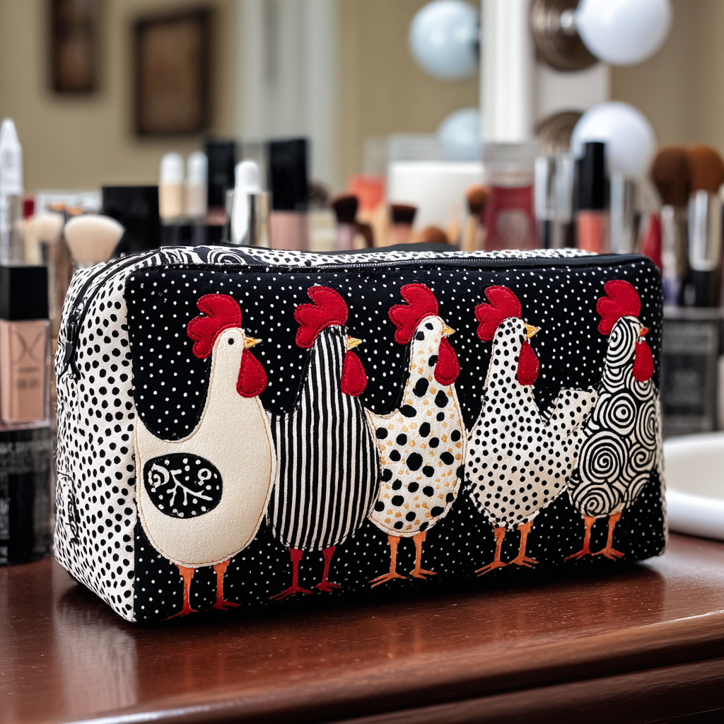 Quilted cosmetic bag - Hen's Nest — view 1