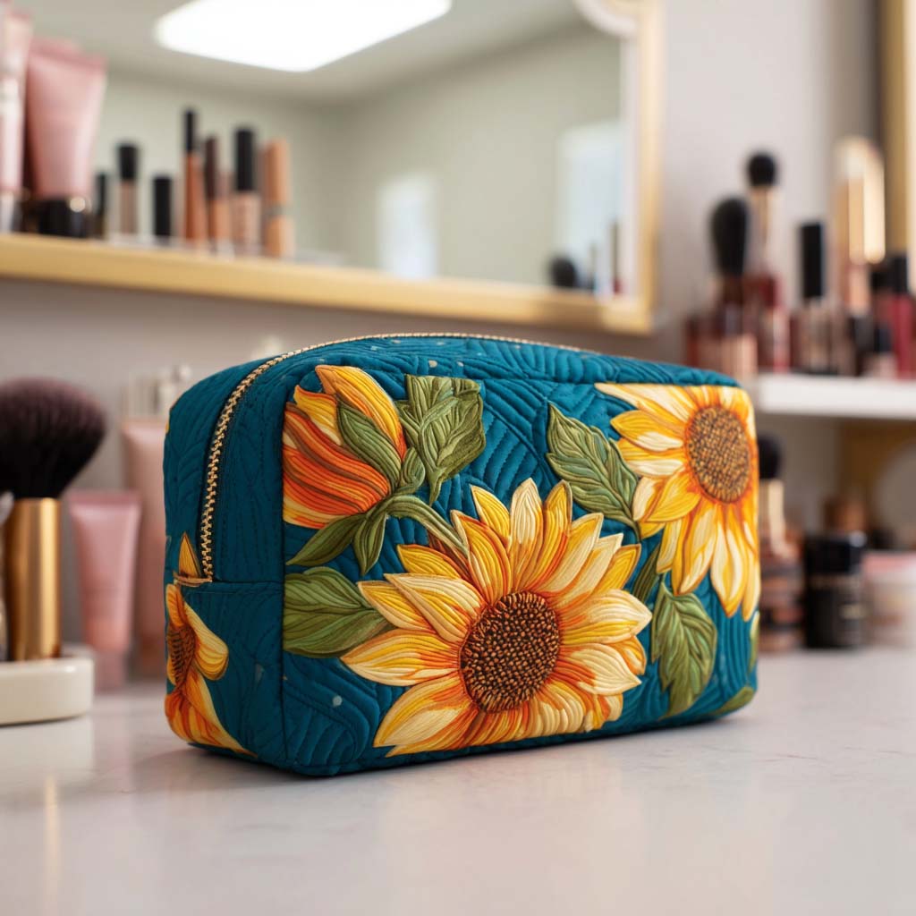 Quilted cosmetic bag - Cheerful flower — view 1