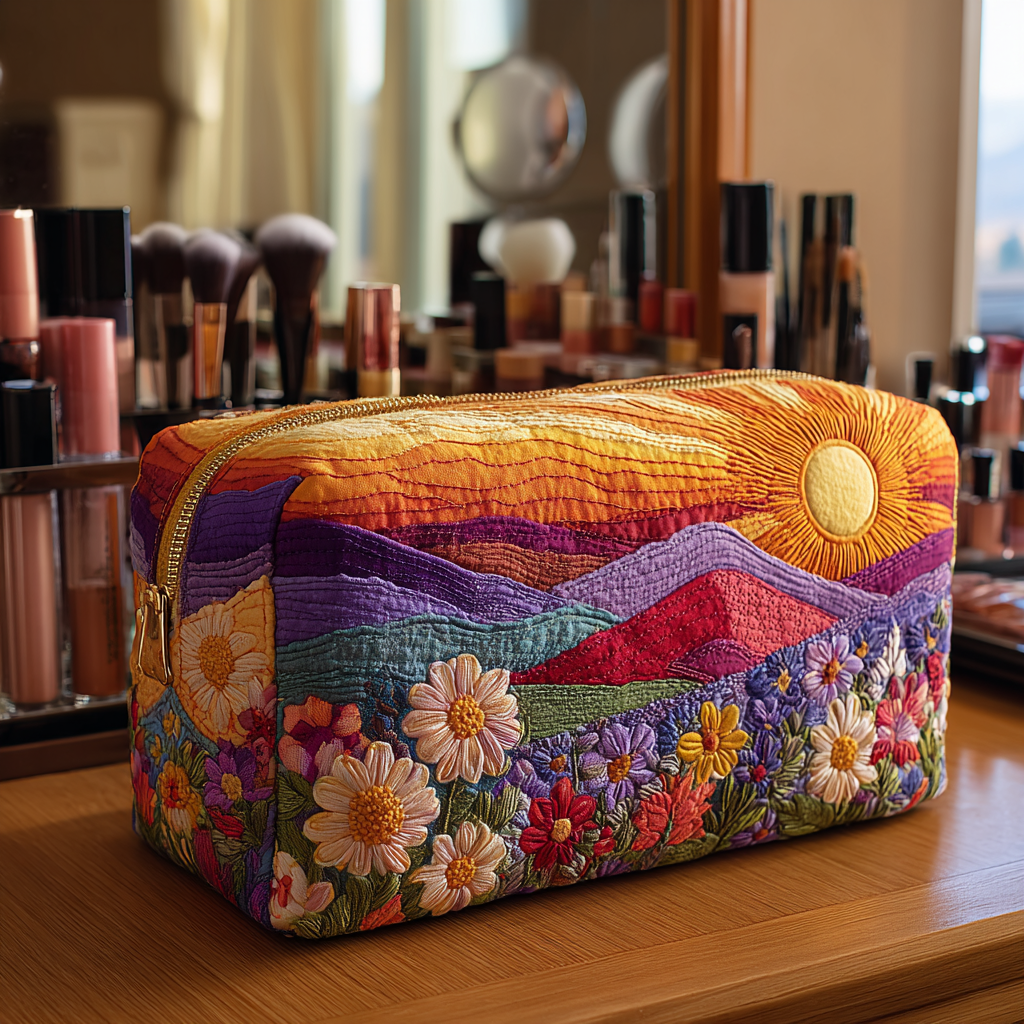 Quilted cosmetic bag - Bright pattern — view 1