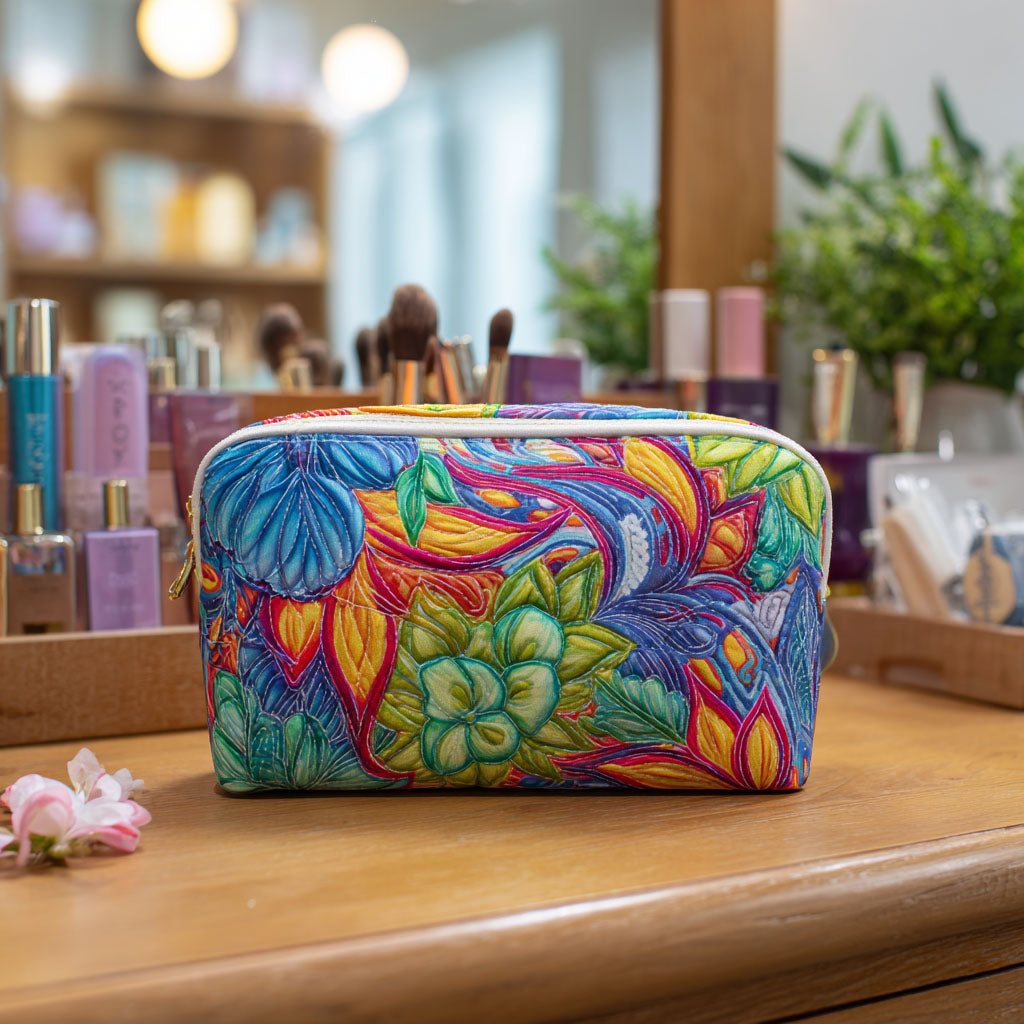 Quilted cosmetic bag - Flowers and branches — view 1