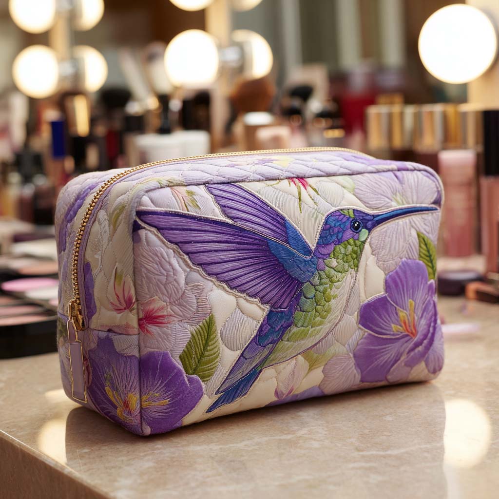 Quilted cosmetic bag - Floral flounce — view 1