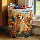 Quilted laundry basket - Golden retriever — view 1