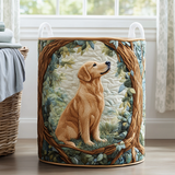 Quilted laundry basket - Golden retriever — view 1