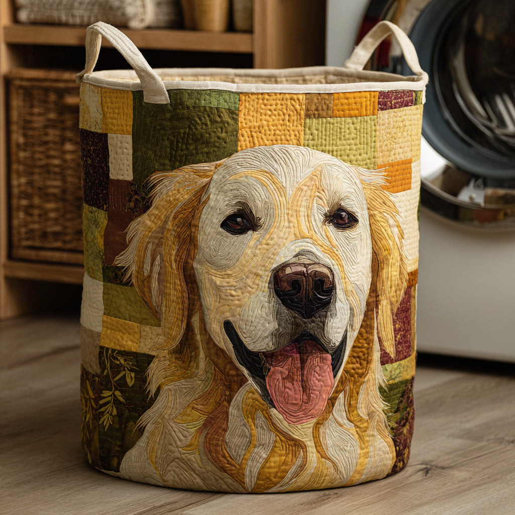 Quilted laundry basket - Golden retriever — view 1