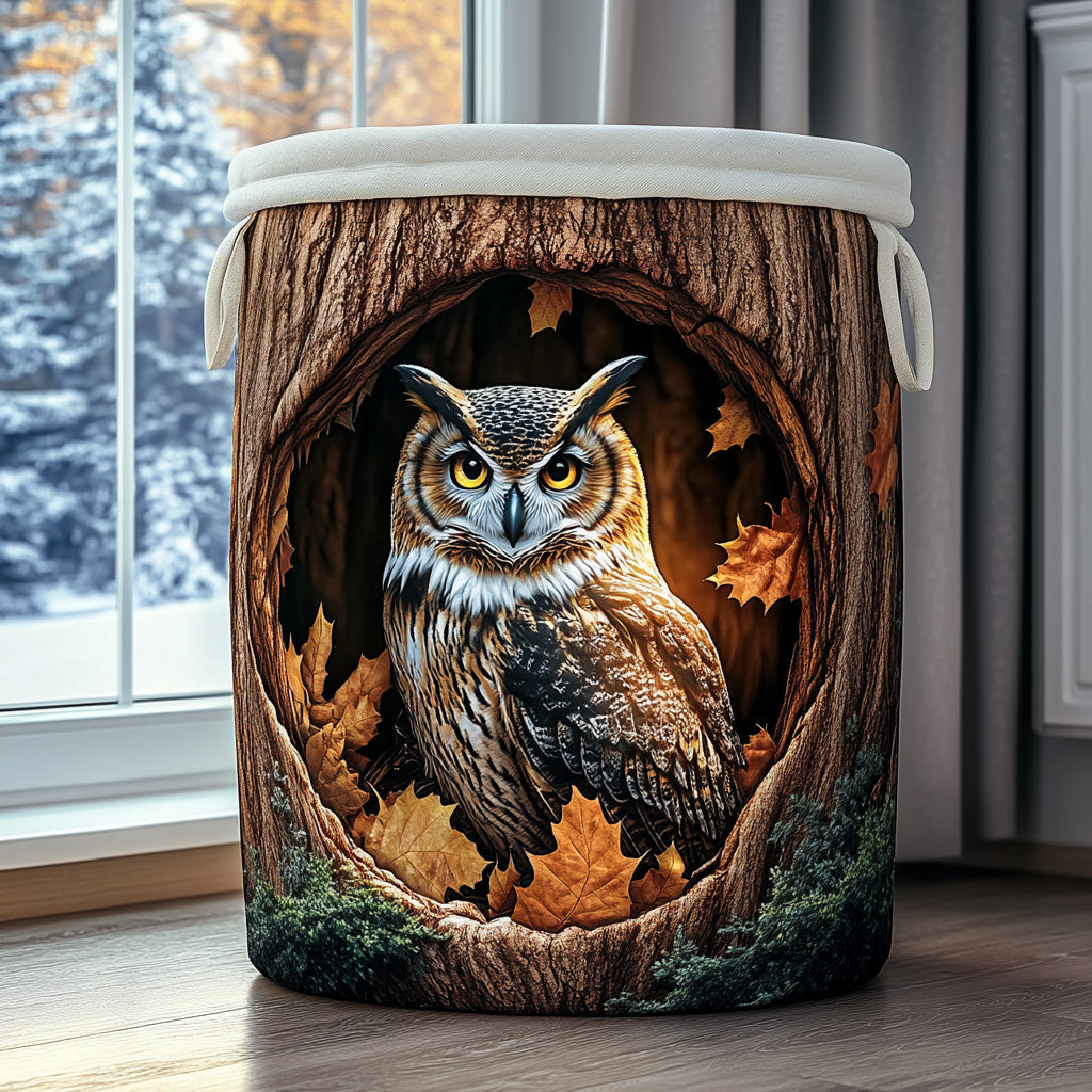 Quilted laundry basket - Owl — view 1