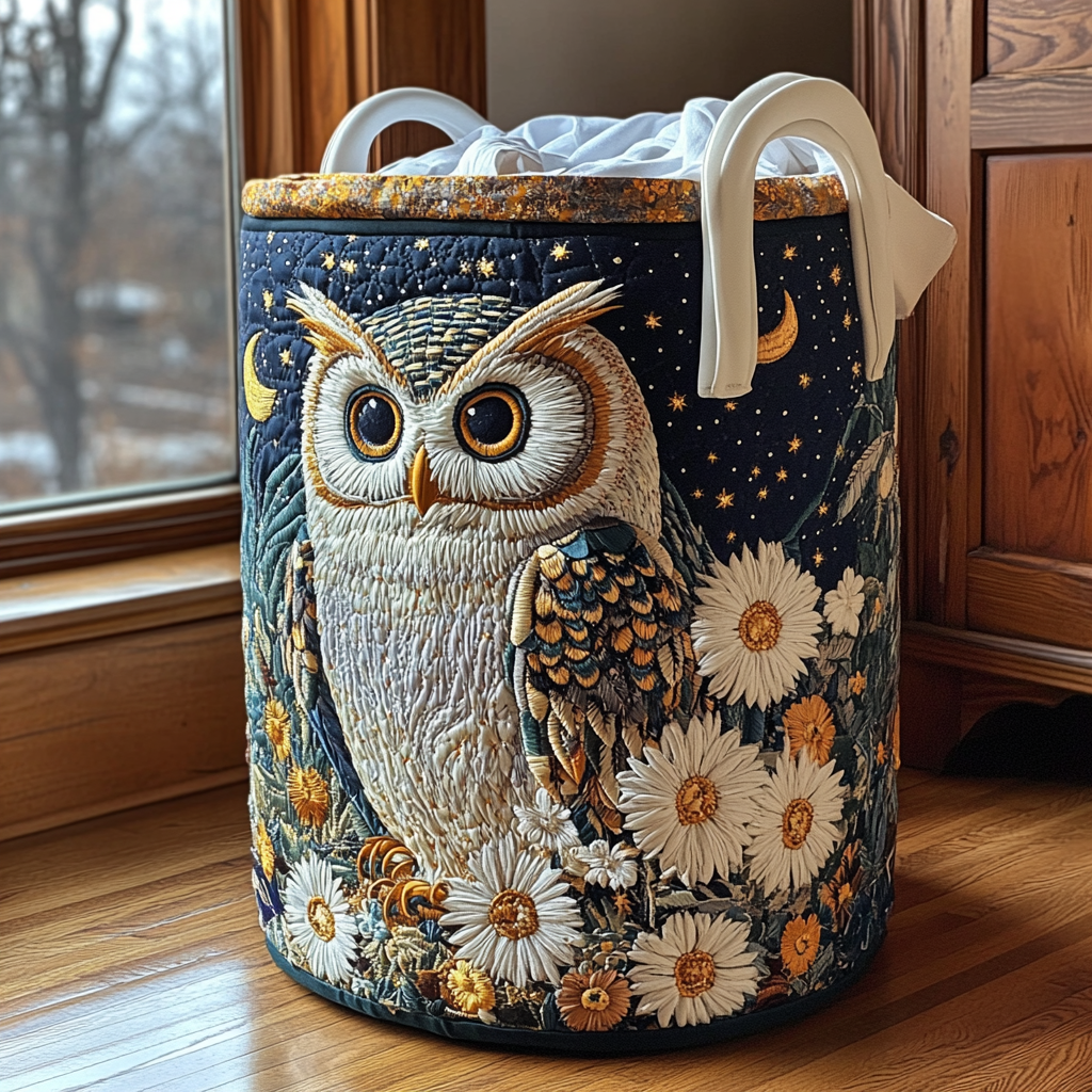 Quilted laundry basket - Owl — view 1