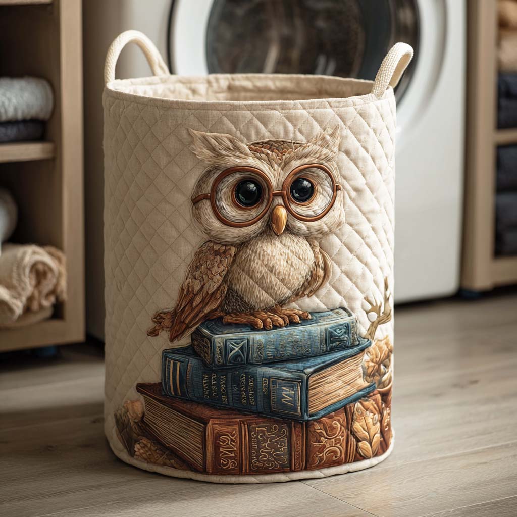 Quilted laundry basket - Owl — view 1