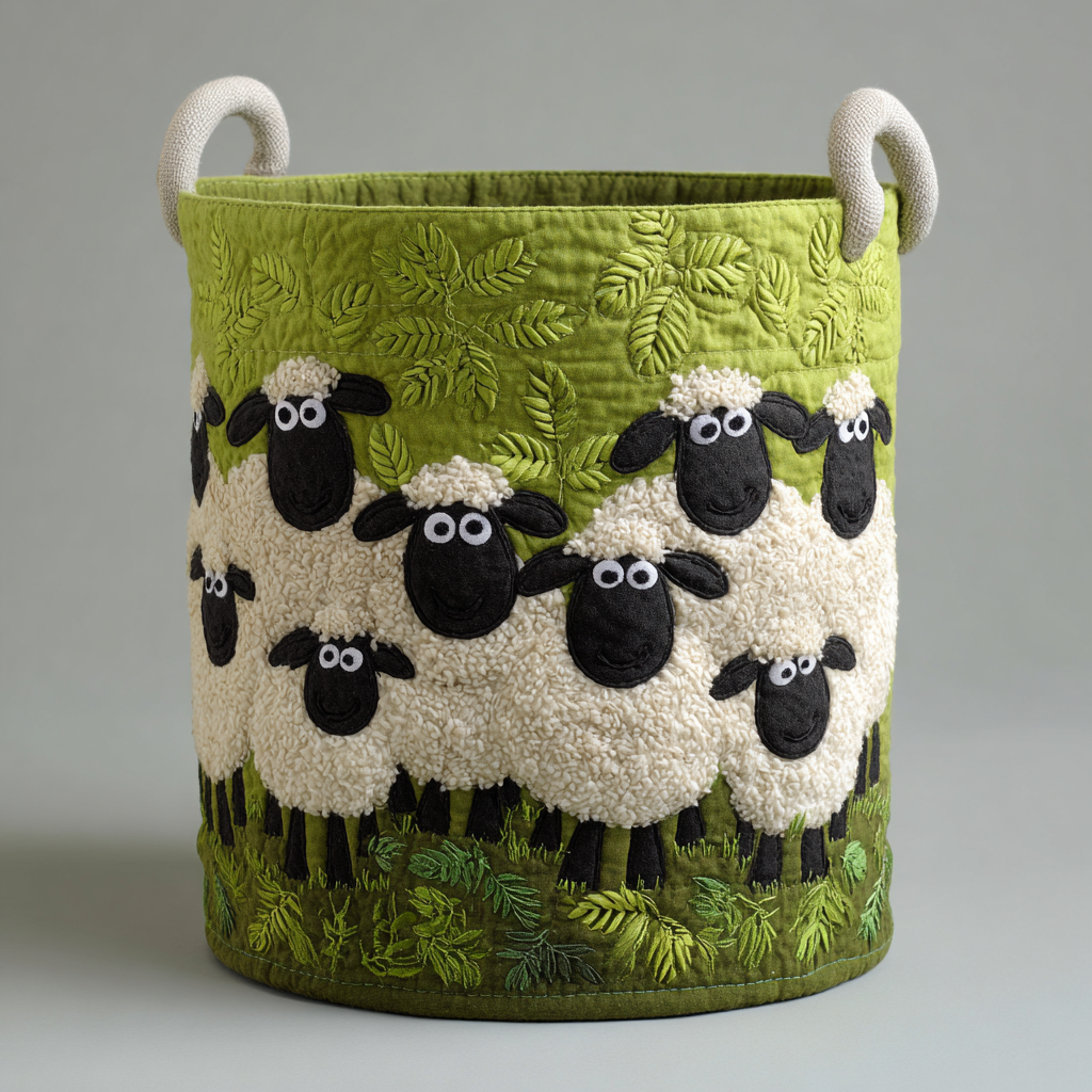Quilted laundry basket - Lamb — view 1