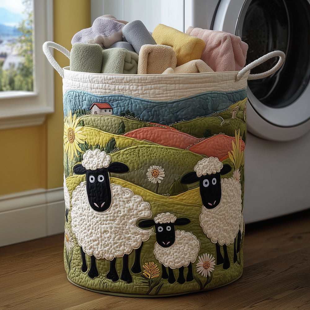 Quilted laundry basket - Lamb — view 1