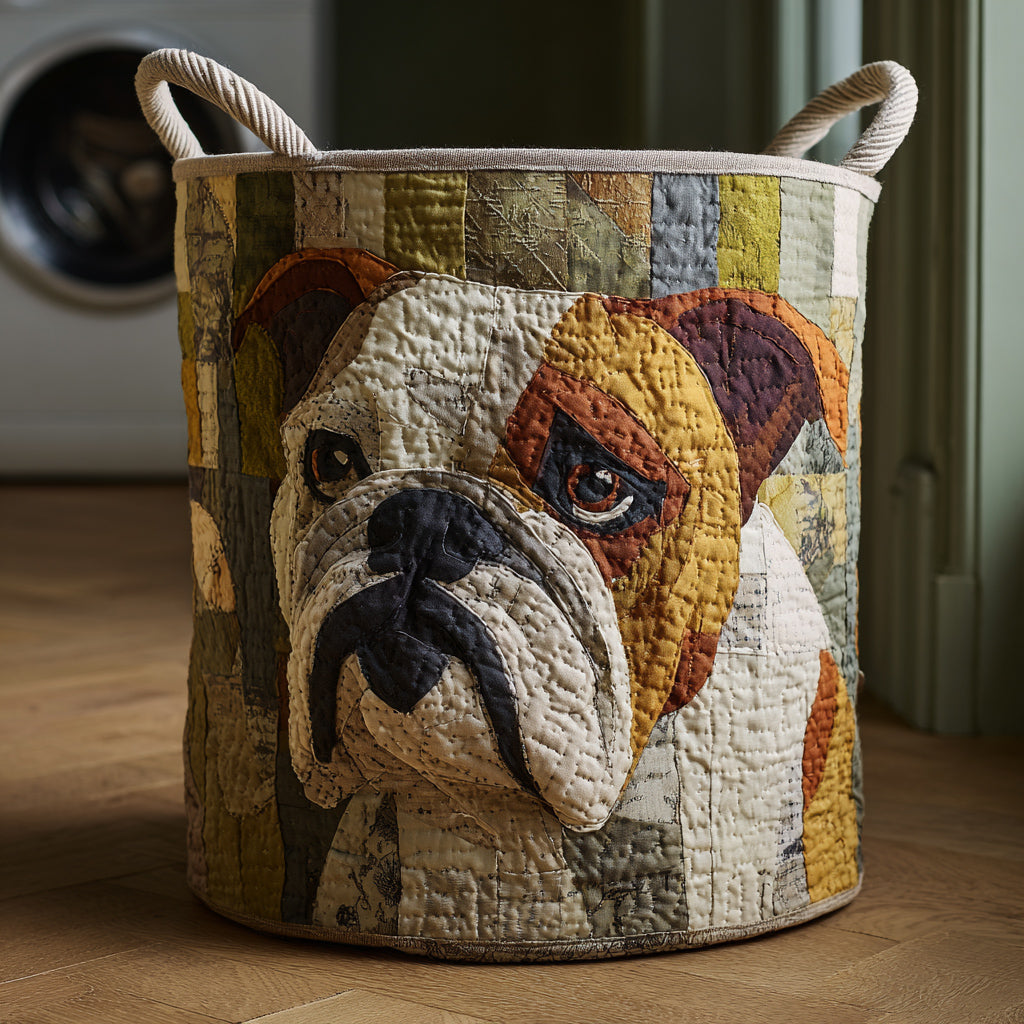 Quilted laundry basket - Bulldog rustic style — view 1