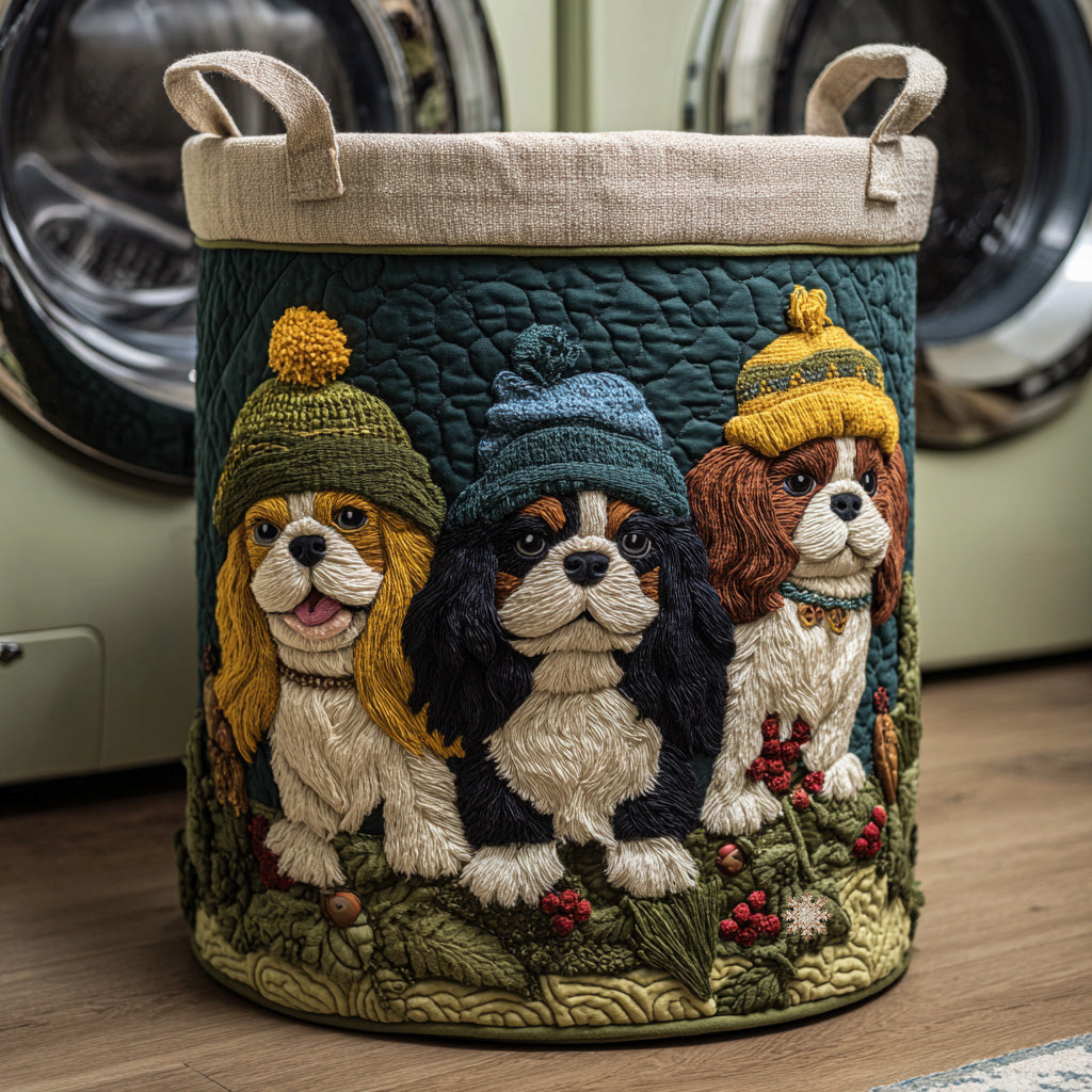 Quilted laundry basket - Cavalier King Charles — view 1