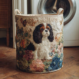 Quilted laundry basket - Cavalier King Charles and flowers — view 1